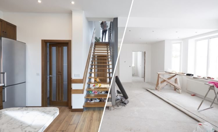A before and after shot of a fix and flip property - Express Capital Financing