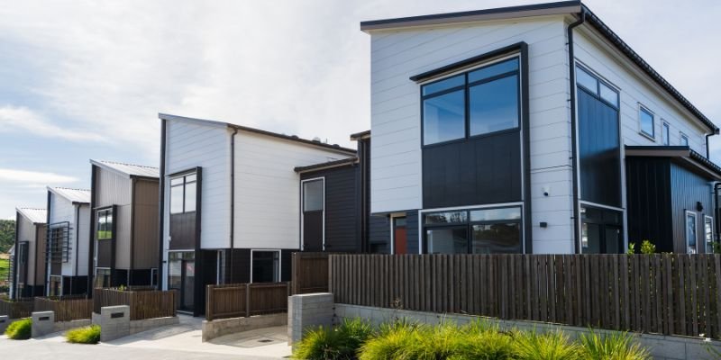 A street of modern properties as part of a real estate investment portfolio - ECF