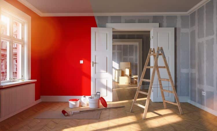 a room in a house being renovated - fix and flip