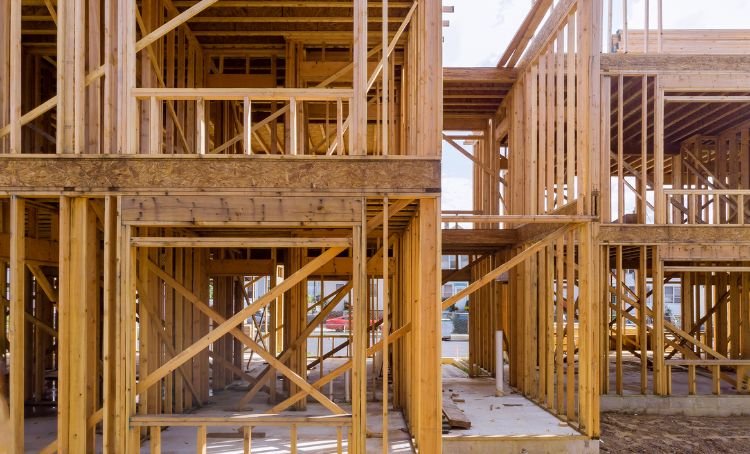 wooden frame of a house - ground-up construction