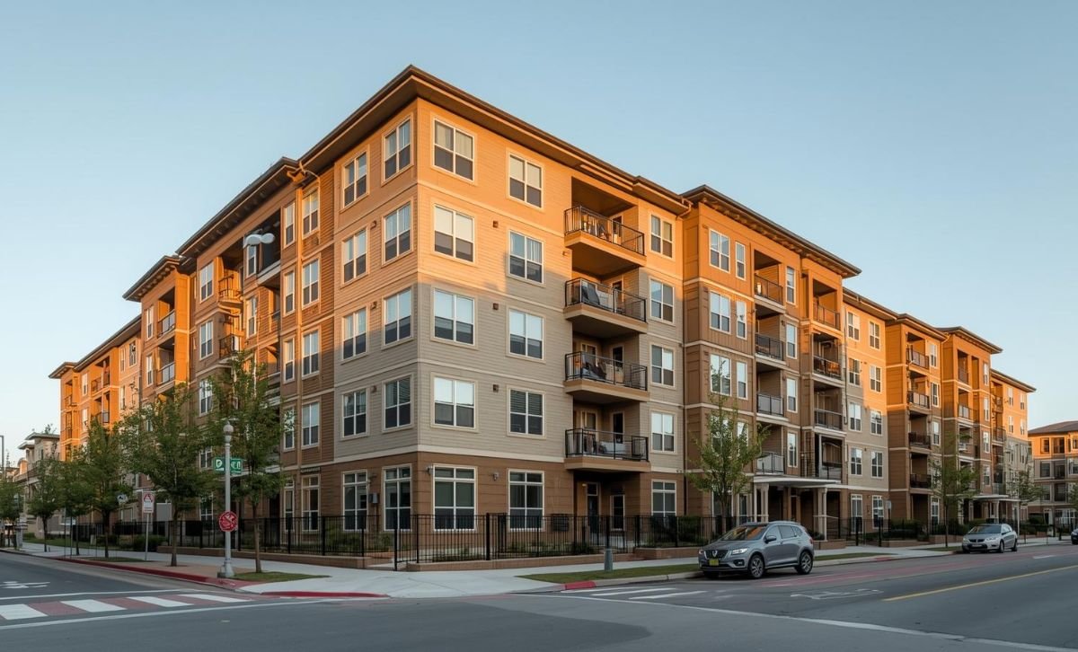 A large multifamilky property bathed in the glow of a sunset - Express Capital Financing