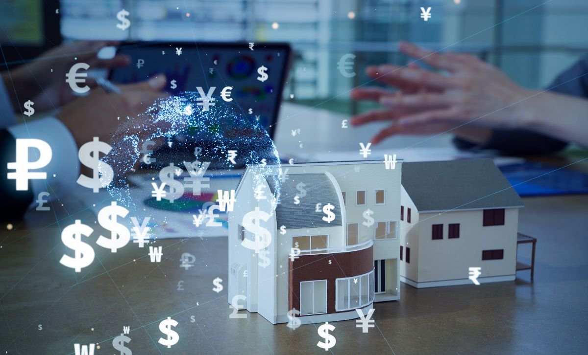 A small model of house with stylized dollar signs in the foreground - Express Capital Financing