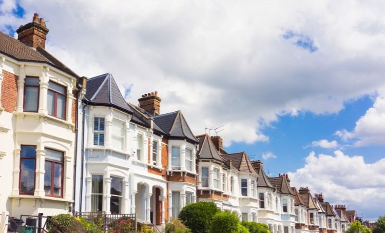 a row of houses on a street